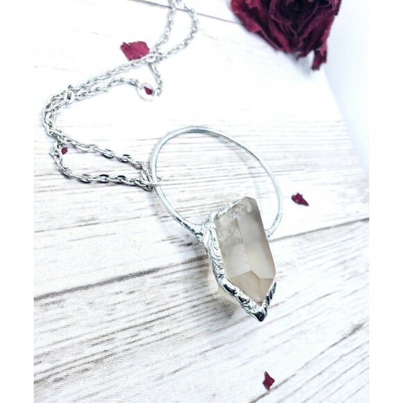 Quartz Statement Crystal Necklace Handmade Boho Jewelry - Picture 8 of 12
